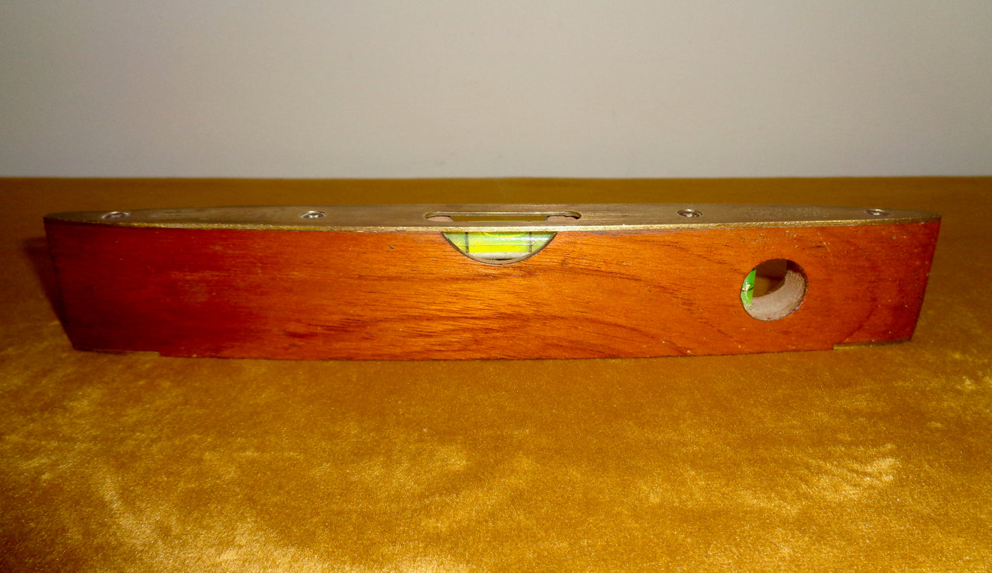 1960s Rabone Rose Wood & Brass 9 Inch Spirit Level