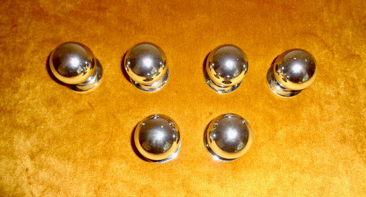 Six Chromed Brass Cupboard/Drawer Knobs Three Centimetres In Diameter