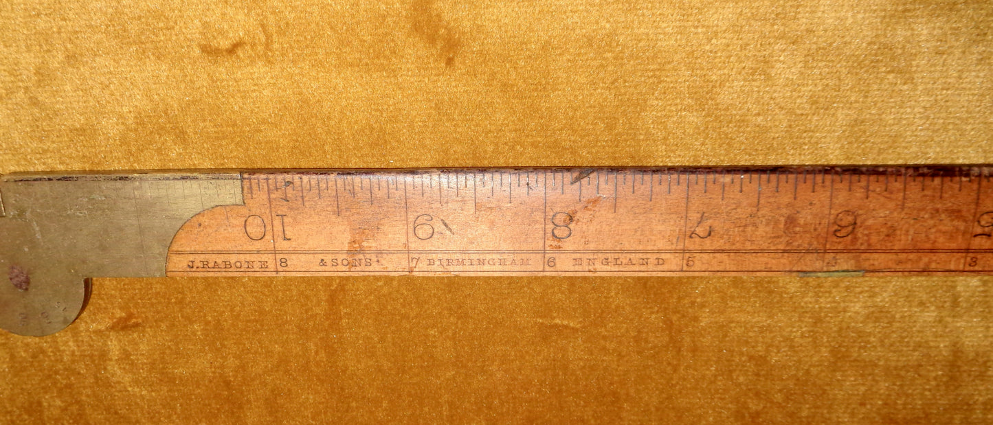 Antique Rabone 2ft Box Wood & Brass Folding Ruler