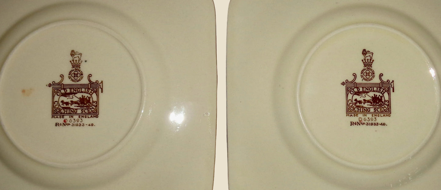 Vintage Pair Of Royal Doulton Side Plates With Old English Coaching Scenes