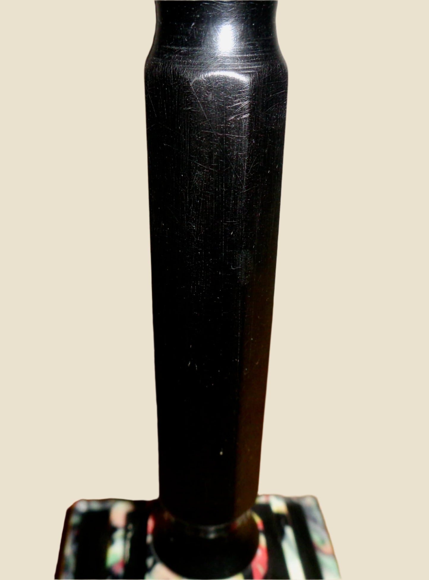 Pair Of Art Deco Mixed Bakelite And Catalin Candle Sticks With Original Green Candles