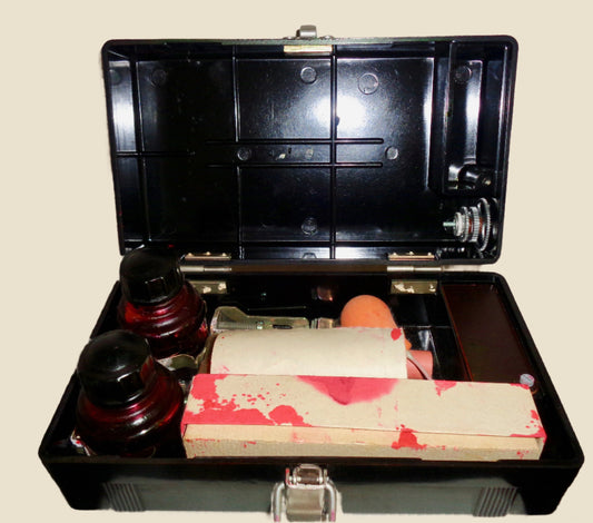 Vintage Bakelite Storage Box With Metal Clasp Lock With A Chart Recorder Plotter Service Kit