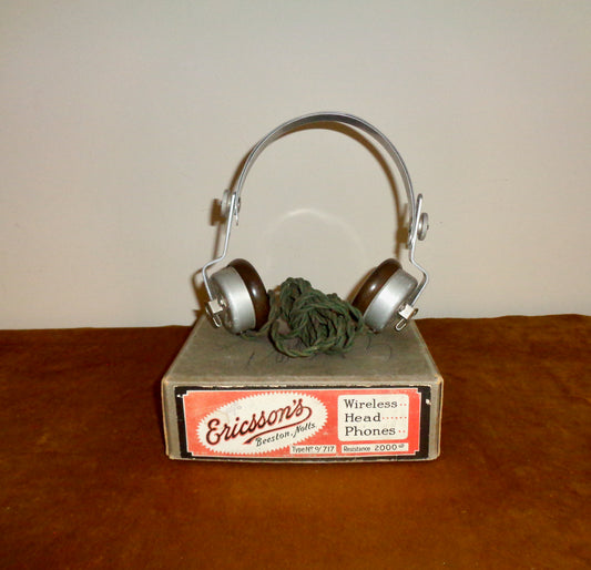 Vintage Boxed Ericsson Type 717 2000 Ohm Headphones Made From Aluminium And Bakelite