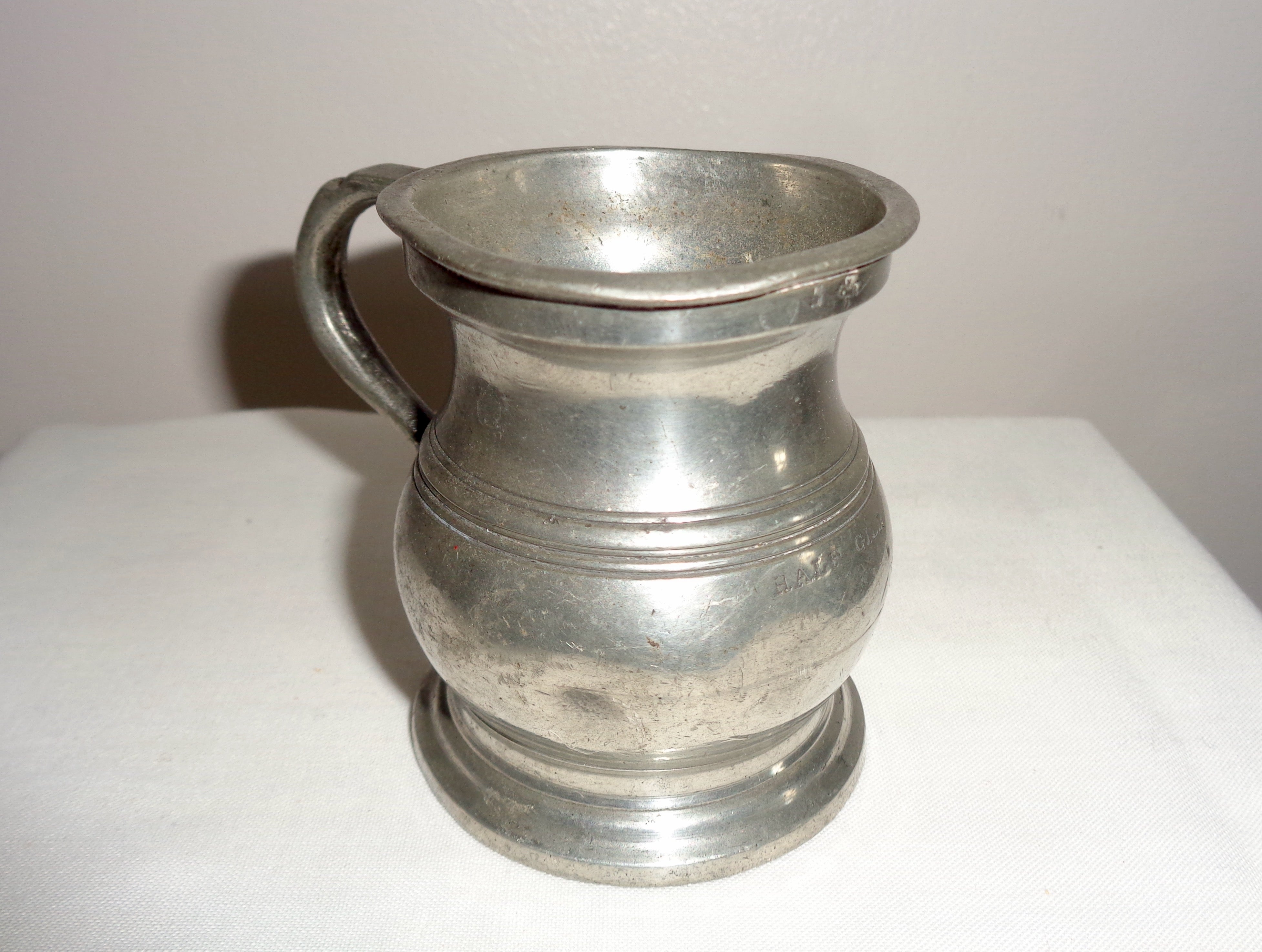 Antique Pewter Whiskey Measuring Cup. This 1/2 Gill Jack Cup 