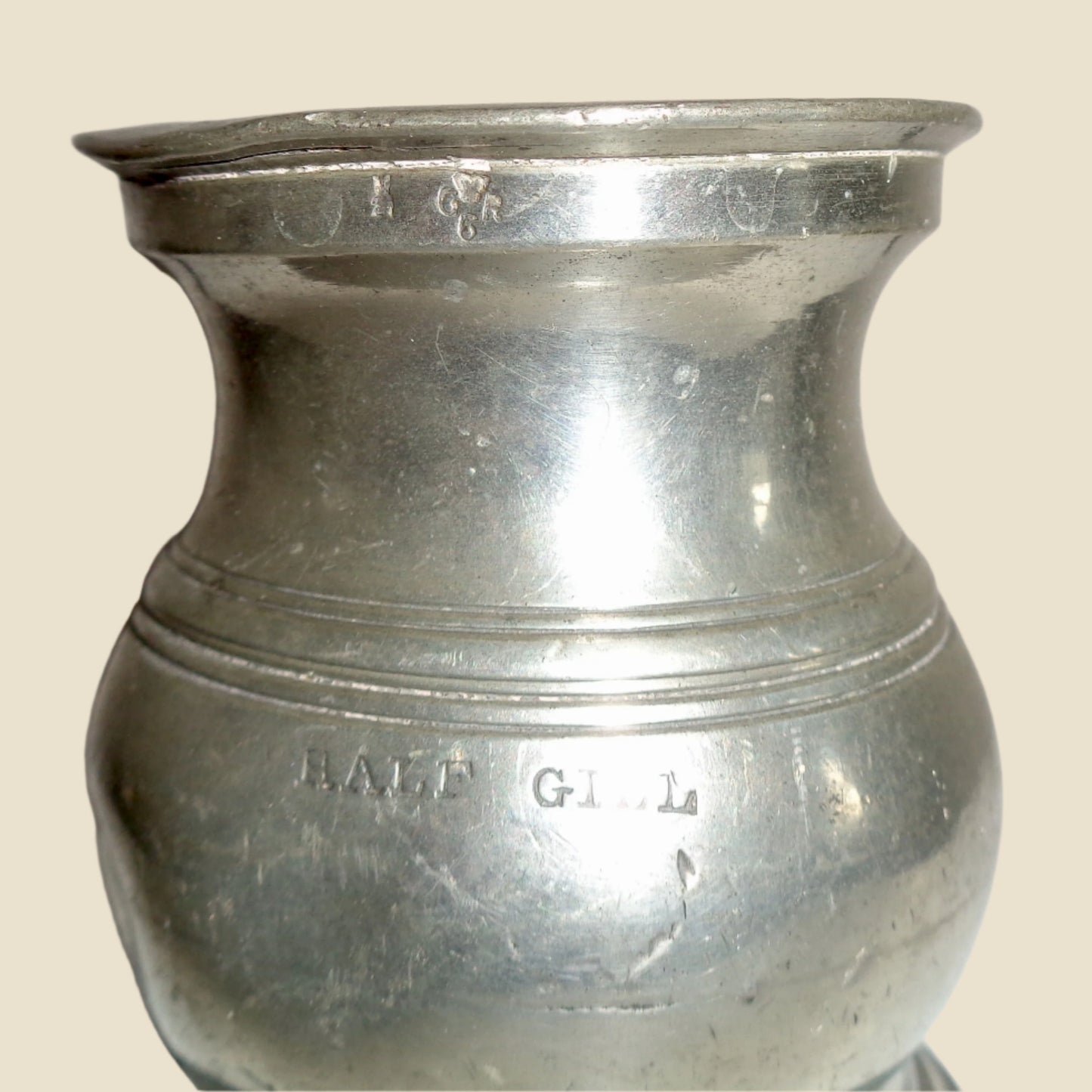 1930s Turley and Williams Pewter 1/2 Gill Drinks Measure