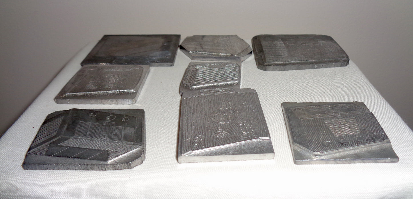 Set of 8 Vintage Murphy Radio Metal Letterpress Printing Plates