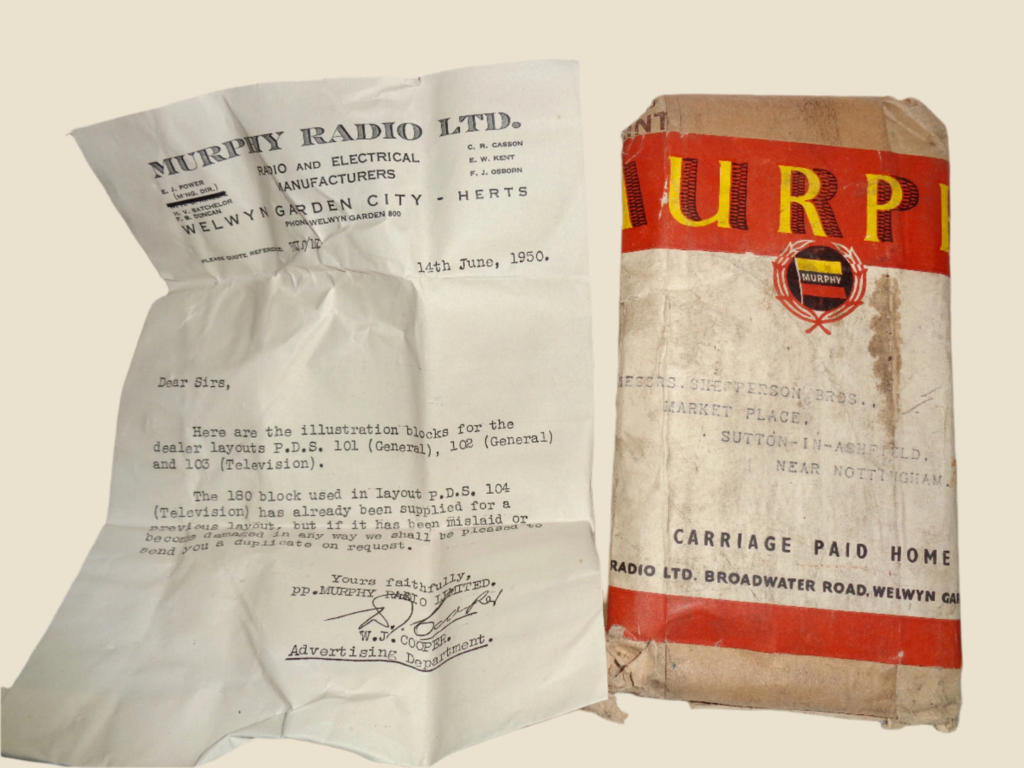 Set of 4 Murphy Radio Metal Letterpress Vintage Television Printing Plates / Blocks