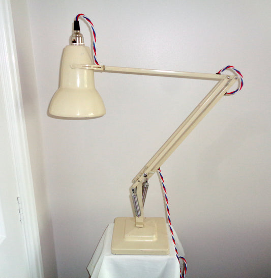 Original Anglepoise 1227 1960s Cream Desk Lamp With Braided Flex