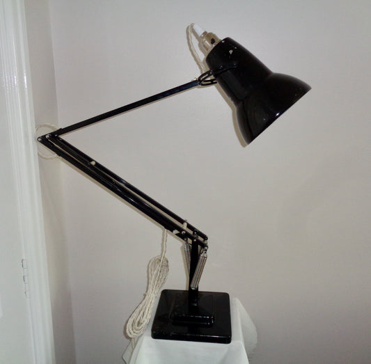 Vintage Anglepoise 1227 1960s Black Desk Lamp With Cream Flex
