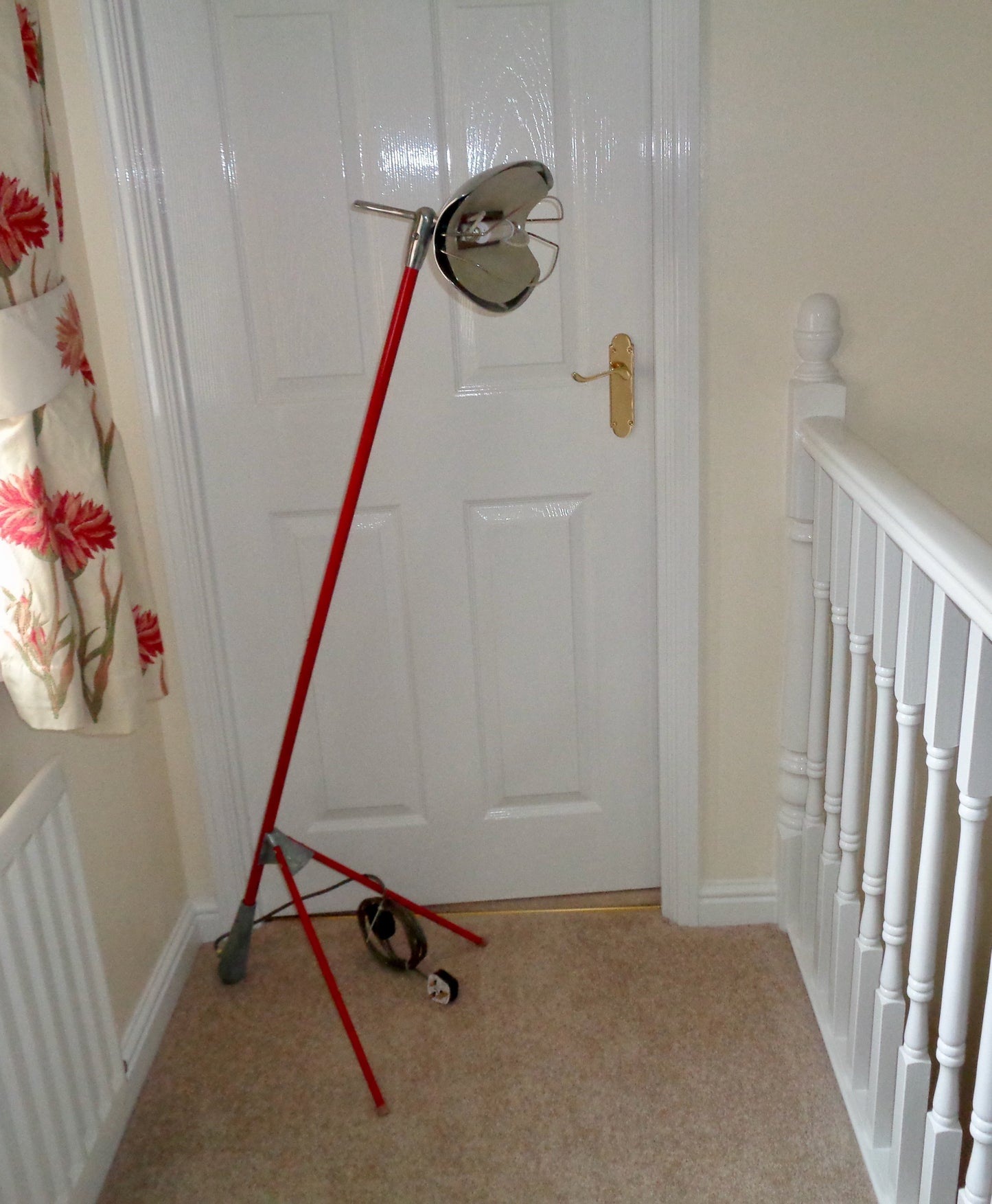 1950s Vintage Hanovia Bikini Red & Chrome Floor Lamp Converted From A Sun Lamp