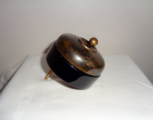 Vintage Crabtree Brass / Porcelain British Toggle Light Switch With Earth