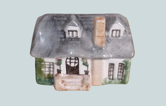 Vintage Devon Pottery Lidded Trinket Box Rose Tree Cottage