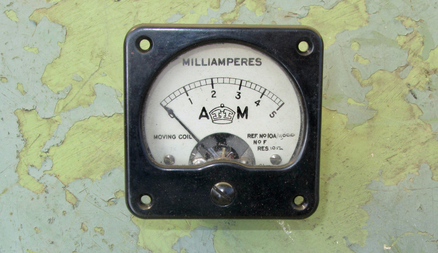 WW2 Air Ministry Moving Coil 5 Milliamp Ammeter In Original Cardboard Box
