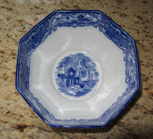 Antique George Jones Abbey Ware Blue And White Pottery Bowl