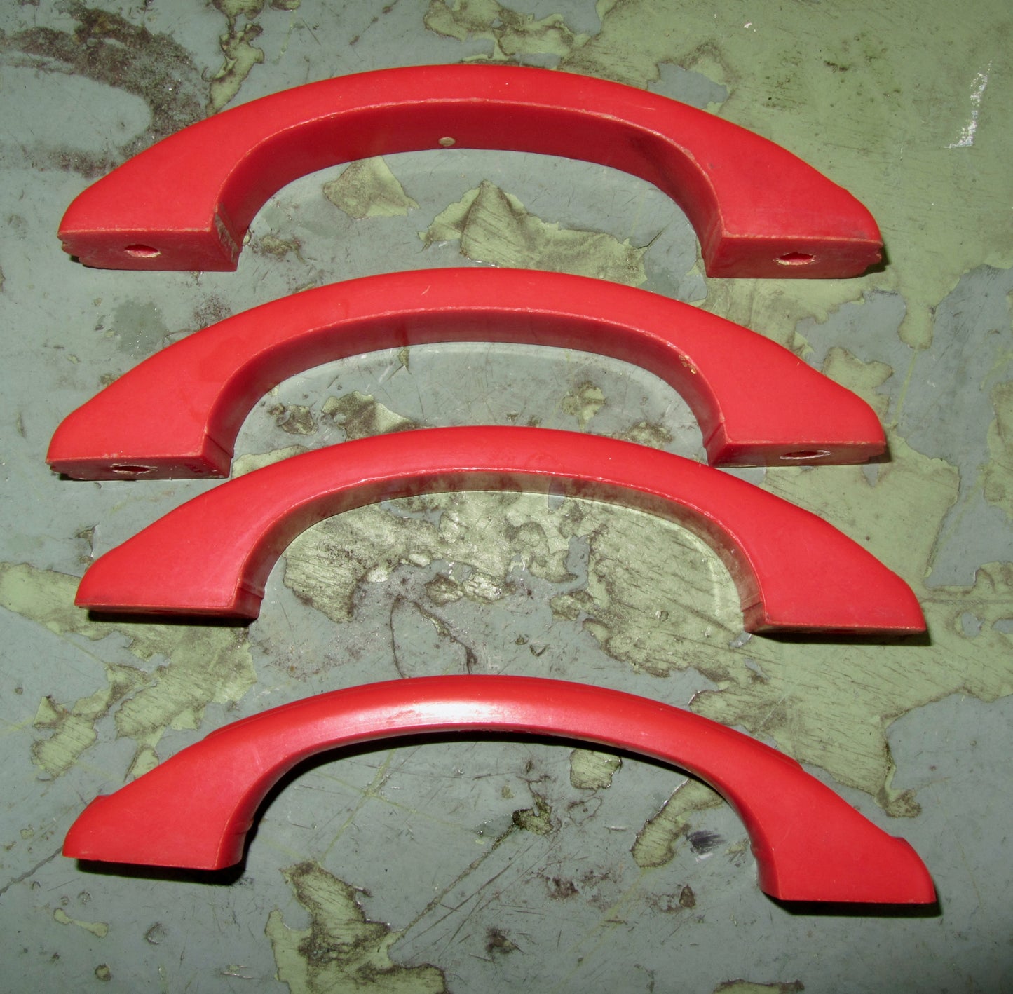 Four Red Bakelite Cupboard/Drawer/Door Pull Vintage Handles