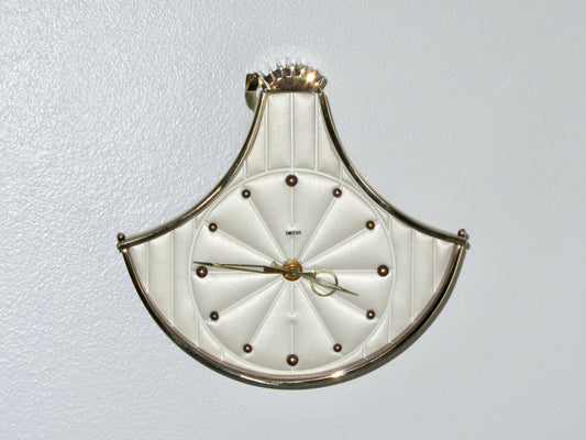 1950s Vintage Smiths Brass Fan Shaped Mechanical Wall Clock