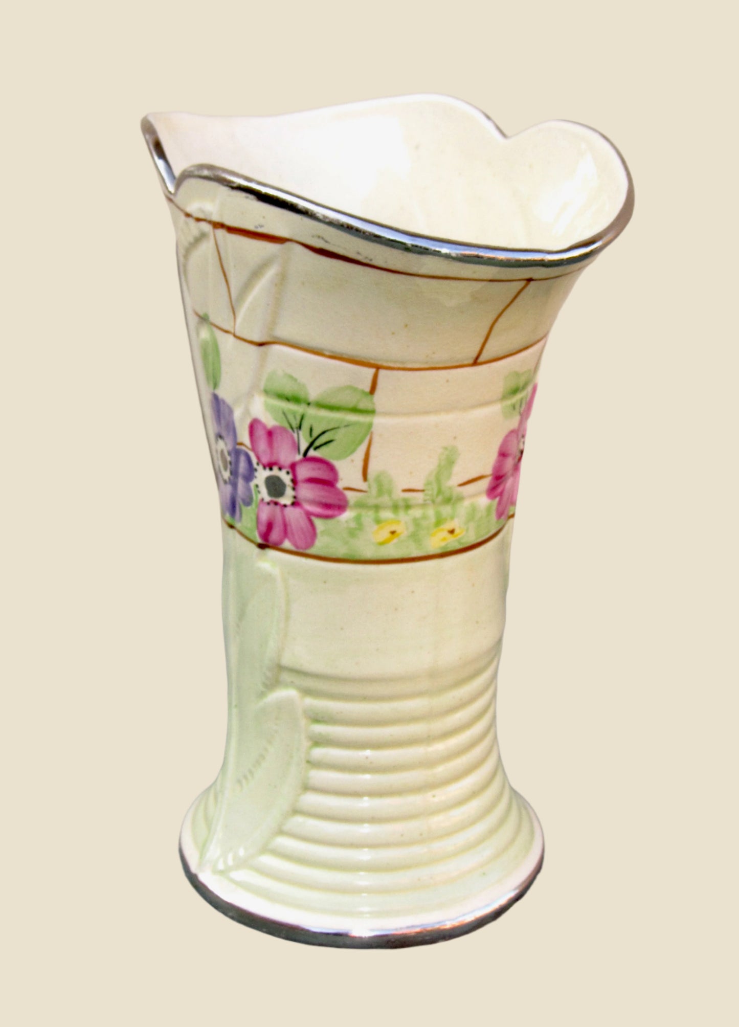 1950s Arthur Wood Pottery Harford 9940 Hand Painted Floral Jug / Pitcher / Vase