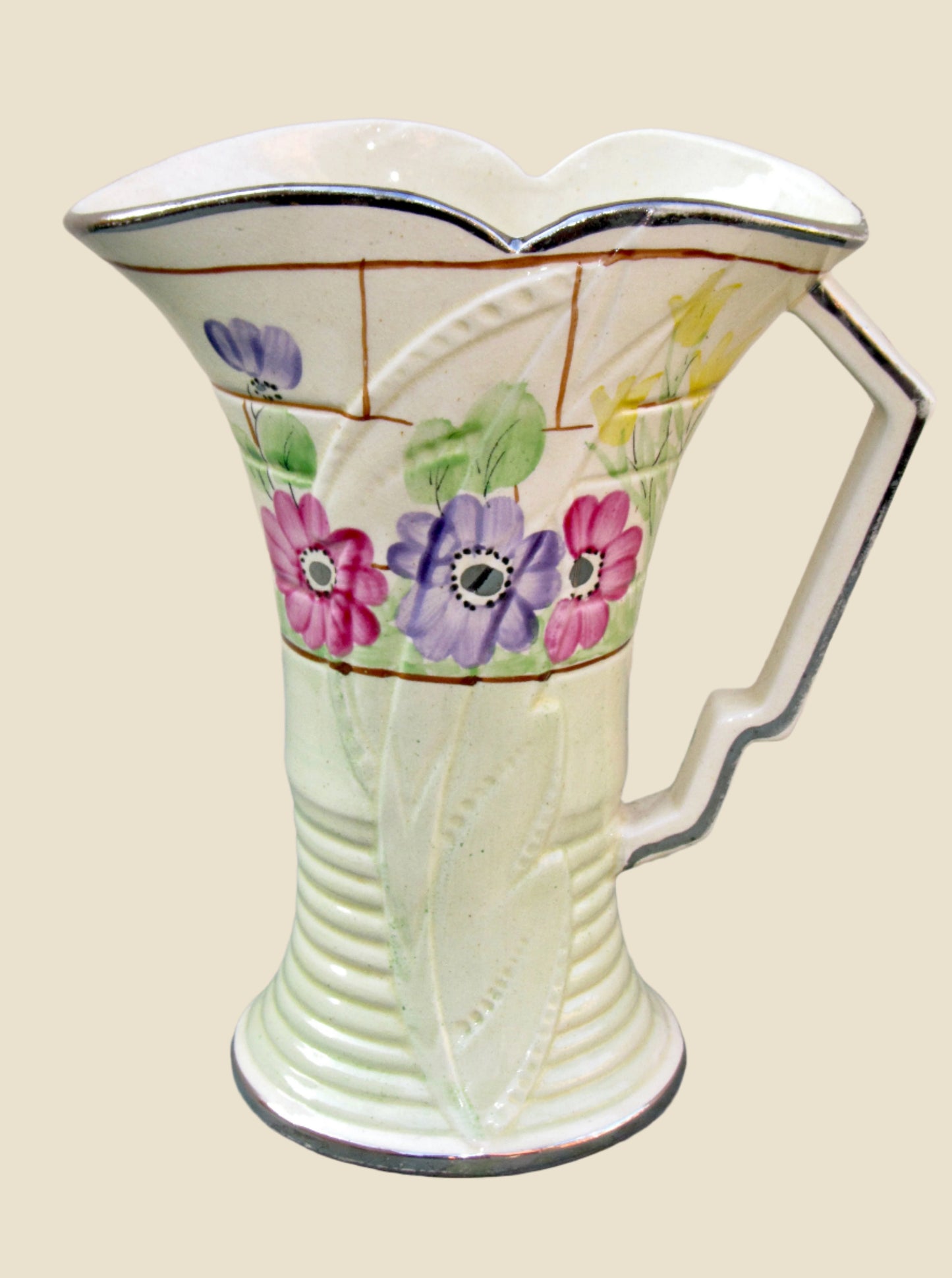 1950s Arthur Wood Pottery Harford 9940 Hand Painted Floral Jug / Pitcher / Vase