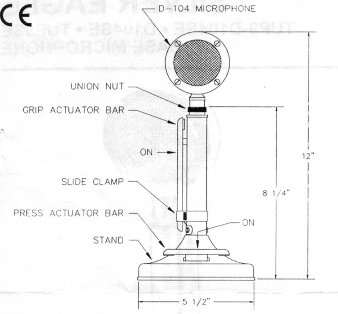 Astatic Silver Eagle D-104 Amplified Desk microphone and T-UP9 stand