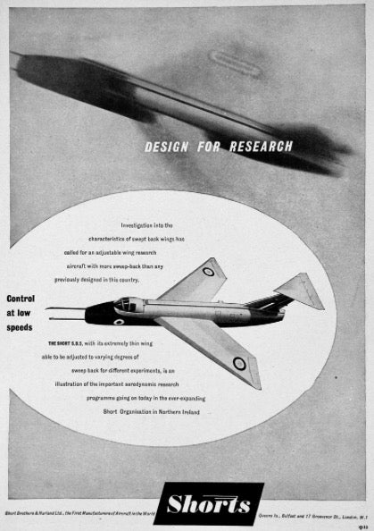1950s Short SB5 Research Aircraft Framed Monochrome Photograph