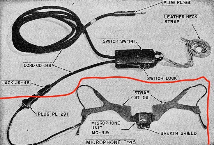 1960s T45 NATO Army Noise Cancelling Carbon Lip Microphone
