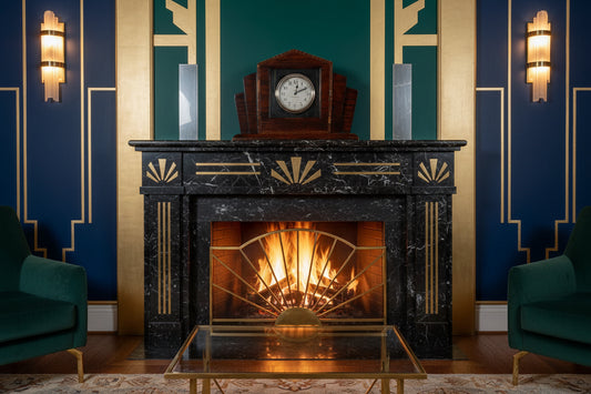 Vintage Art Deco Wood Mounted Rands 8 Day Swiss Mantelpiece Clock