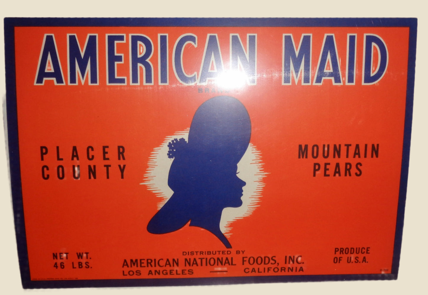 Vintage Original Fruit Crate Label For American Maid Mountain Pears