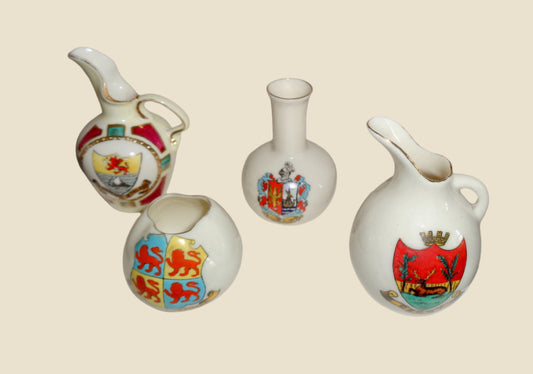 Vintage Souvenir Armorial Pottery Crested China For Rhyl, Ambleside, LLanfairfechan, Derby