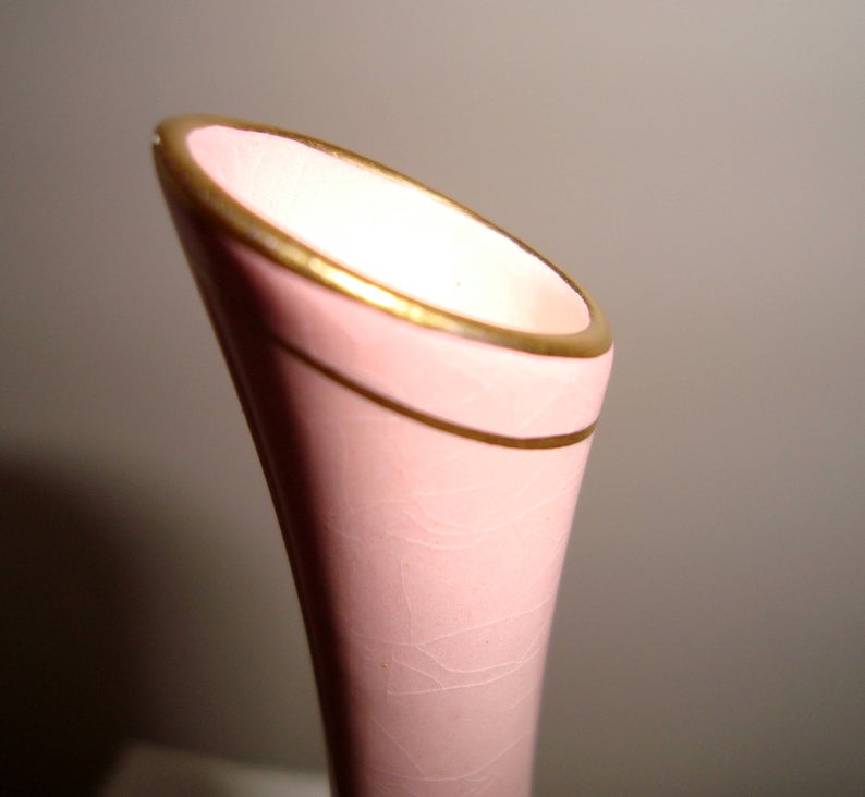 1940s Carlton Ware Pink And Brown Bud Vase Pattern 2554/6