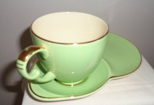 1950s Crown Devon Green Gilded A427P Cup And Tennis/Snack Plate