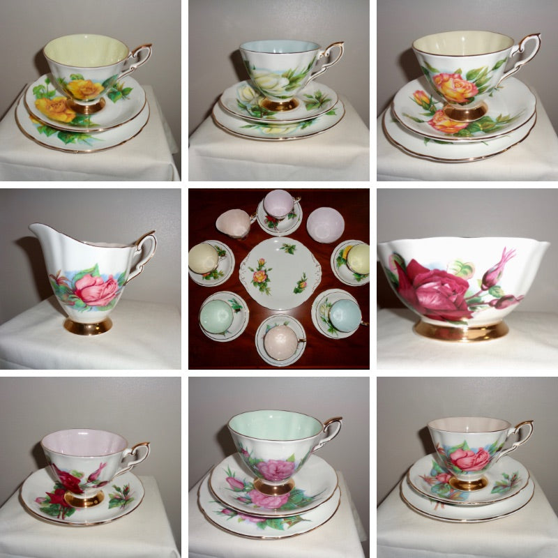 Paragon Fine Bone China Six World Famous Roses Tea Service