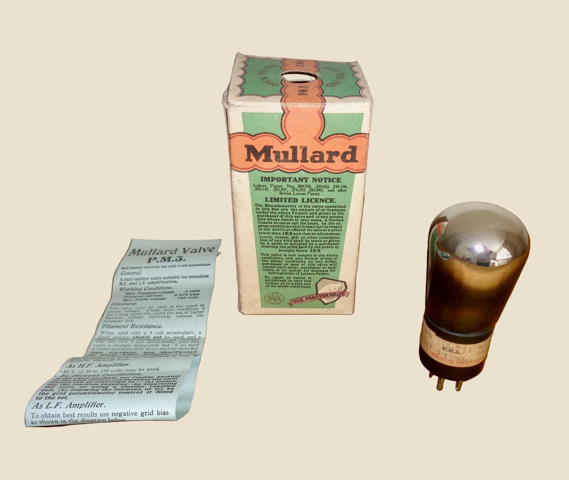 1920s Mullard PM3 Radio Triode Valve In Its Original Box