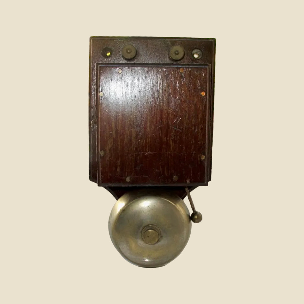 1930s Brass And Wood Telephone / Door  Bell Ringer Box In Working Condition