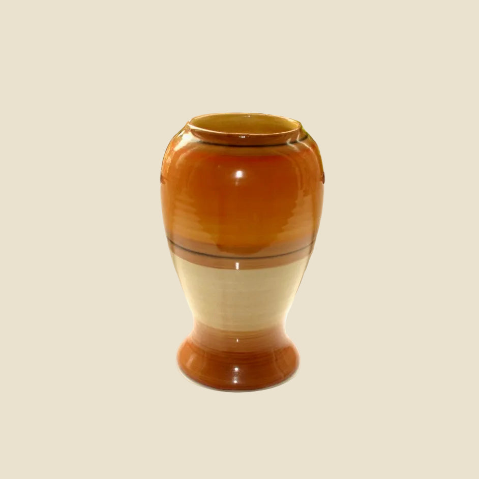 1930s Shelley Harmony Style Art Deco Orange And Beige Banded Posy Vase