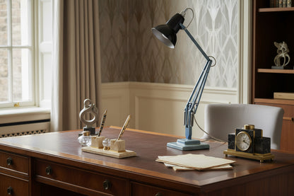 1940s Anglepoise 1227 Desk Lamp With Bakelite Shade, Crackle Glaze Paint And White Flex