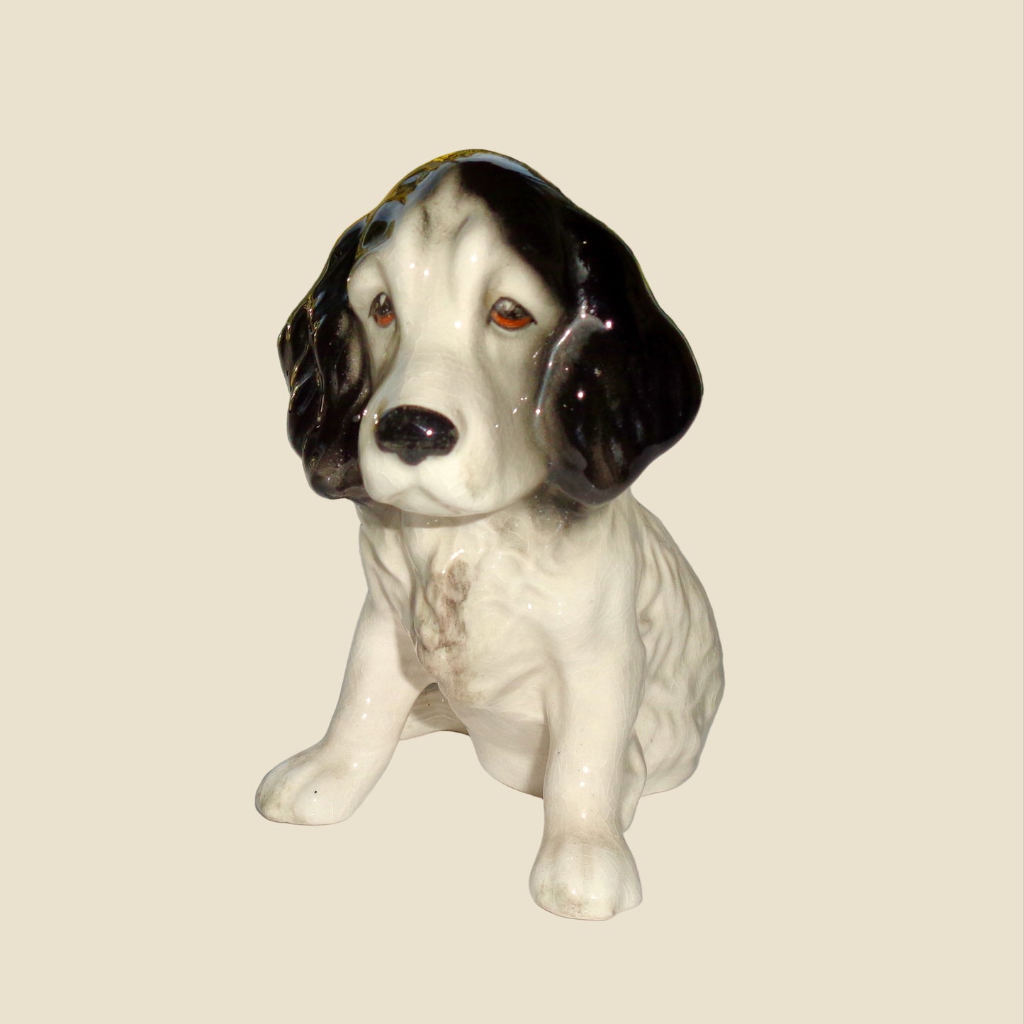 1940s SylvaC Black And White Spaniel Dog Figurine Model 18