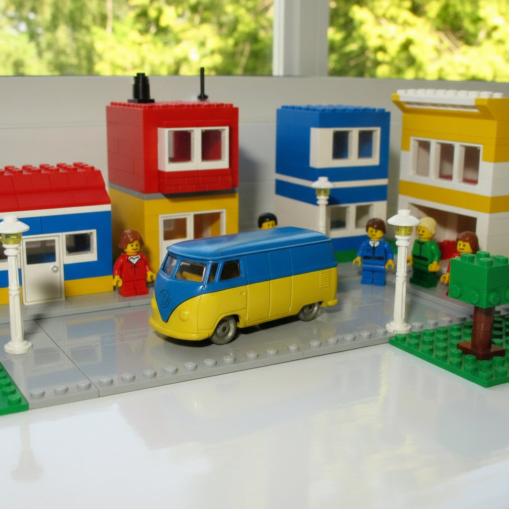 1960s LEGO HO 1:87 VW Spilt Screen Camper Van In Blue And Yellow