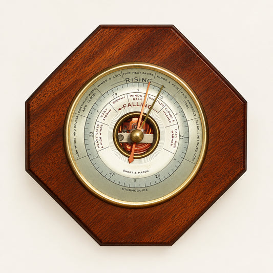 1960s Short & Mason Stormoguide Wall Mounted Barometer In An Octagonal Wood Surround