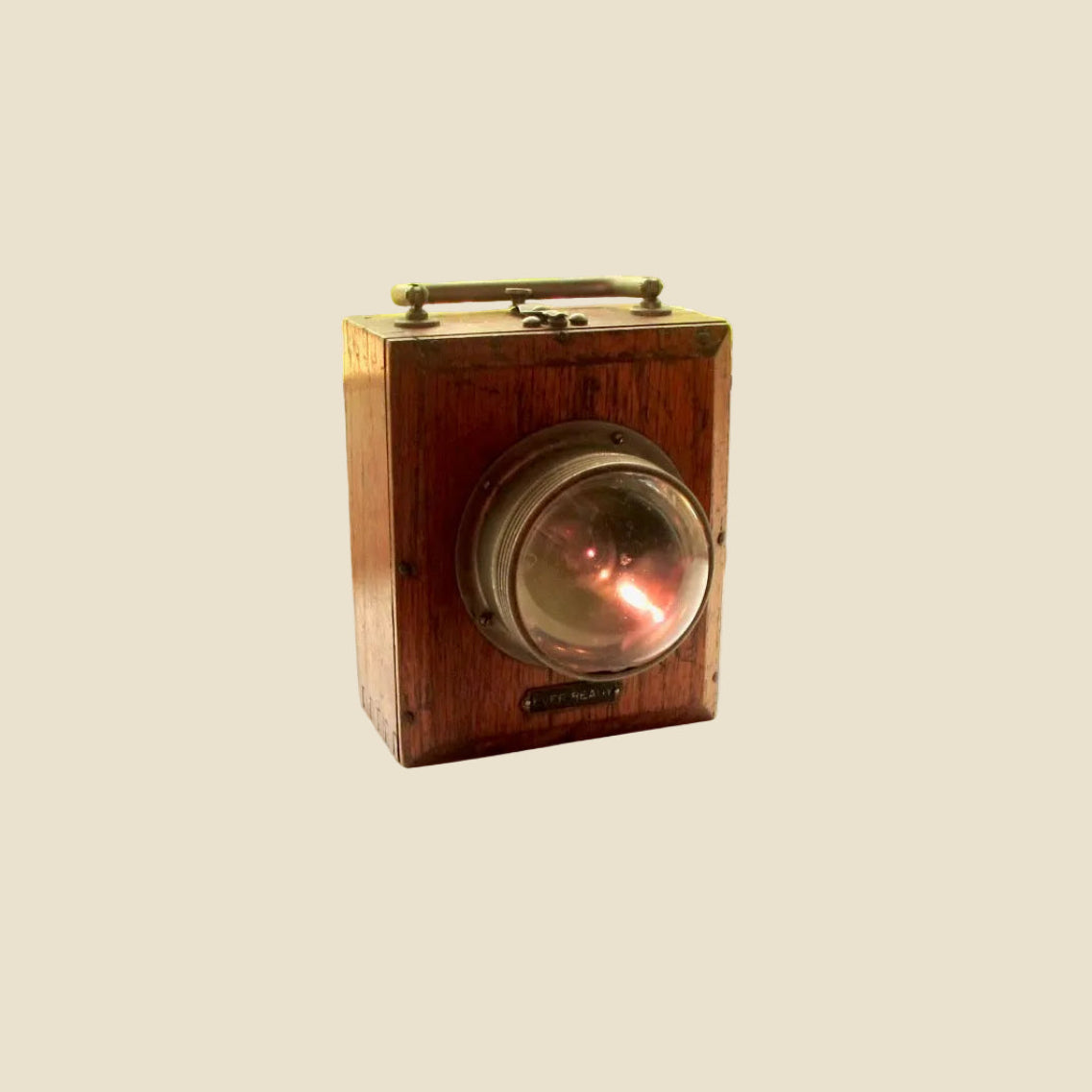 Antique Ever Ready UK Bullseye Bulb Torch / Hand Lamp In A Wood Case