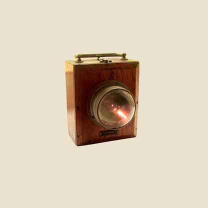 Antique Ever Ready UK Bullseye Bulb Torch / Hand Lamp In A Wood Case