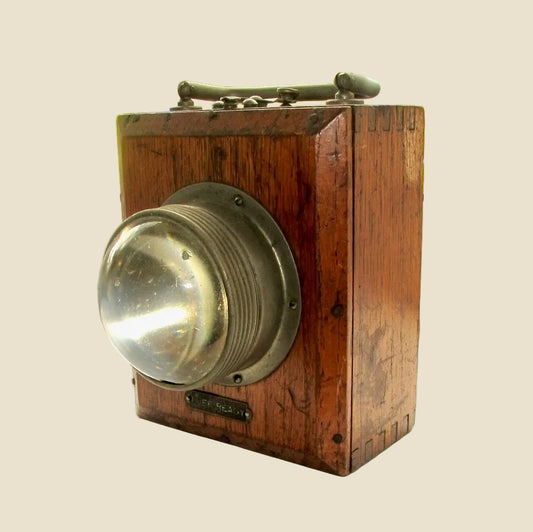 Antique Ever Ready UK Bullseye Bulb Torch / Hand Lamp In A Wood Case 