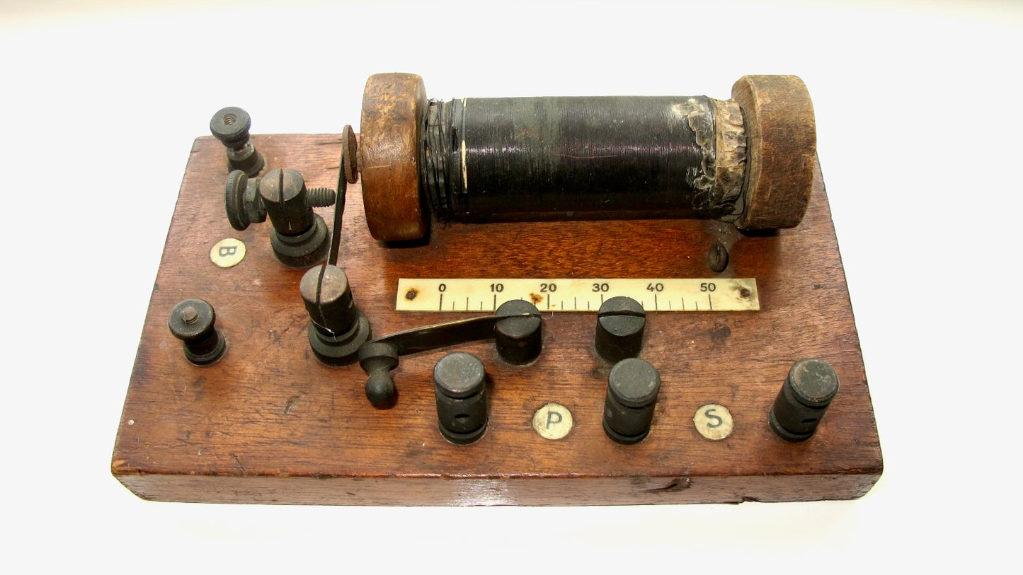 Antique Induction / Spark Gap / Ruhmkorff Coil With Rule Measure