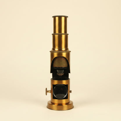 Antique Portable Brass Drum Microscope In a Wood Case