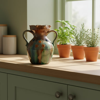 Art Nouveau Ruskin Style Dripware Two Handled Vase