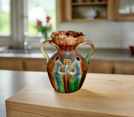 Art Nouveau Ruskin Style Dripware Two Handled Bud Vase