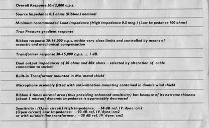 1950s Cadenza Rocket Ribbon Microphone In Its Original Box With Connectors
