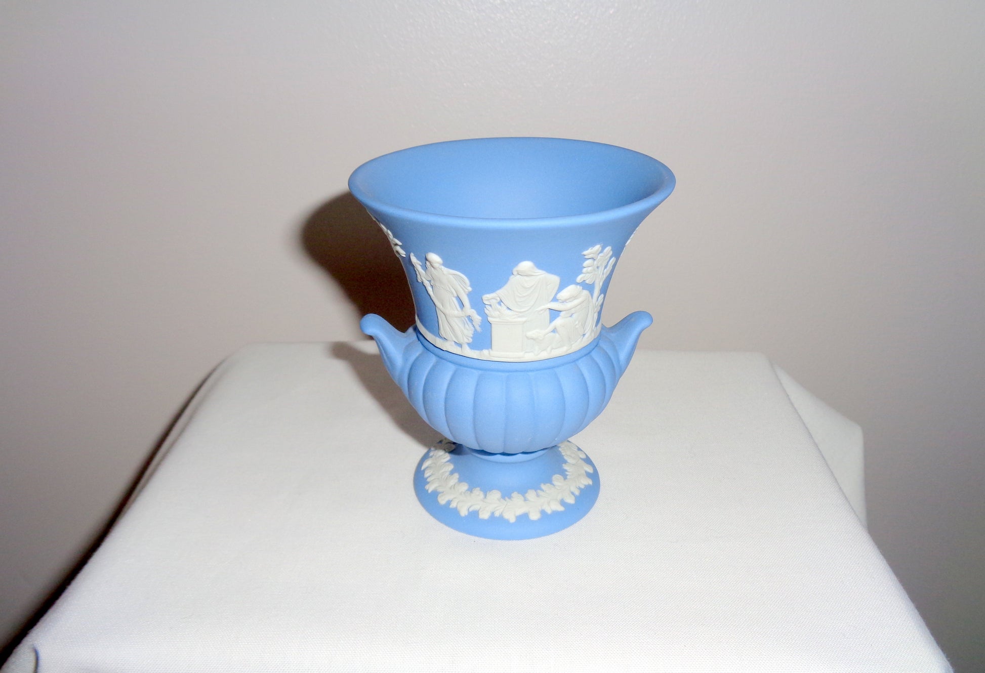 Vintage Wedgwood Blue Jasperware Campana Small Urn Vase