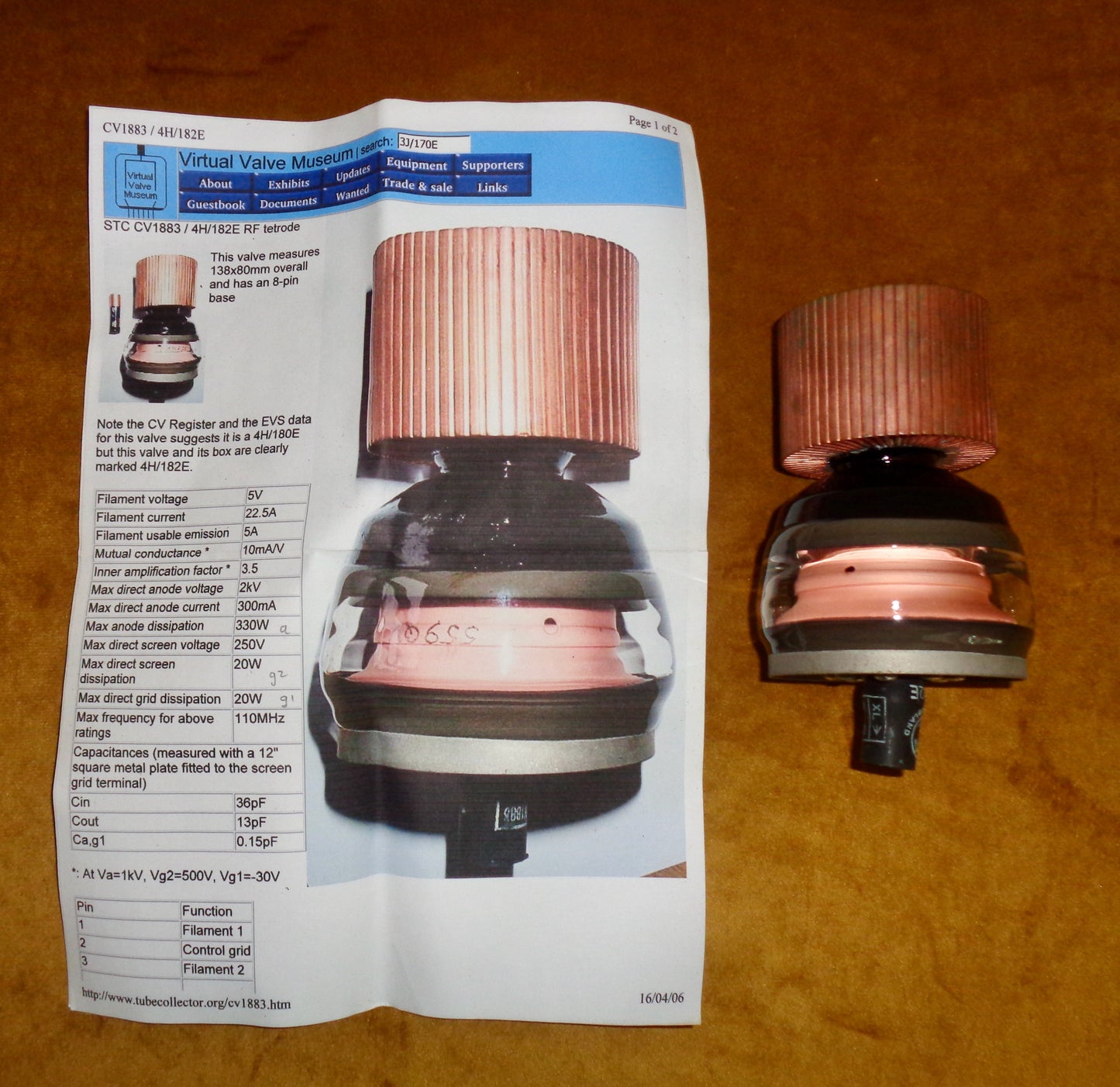 STC 4H/182E Military Transmitting Tetrode Valve CV1883