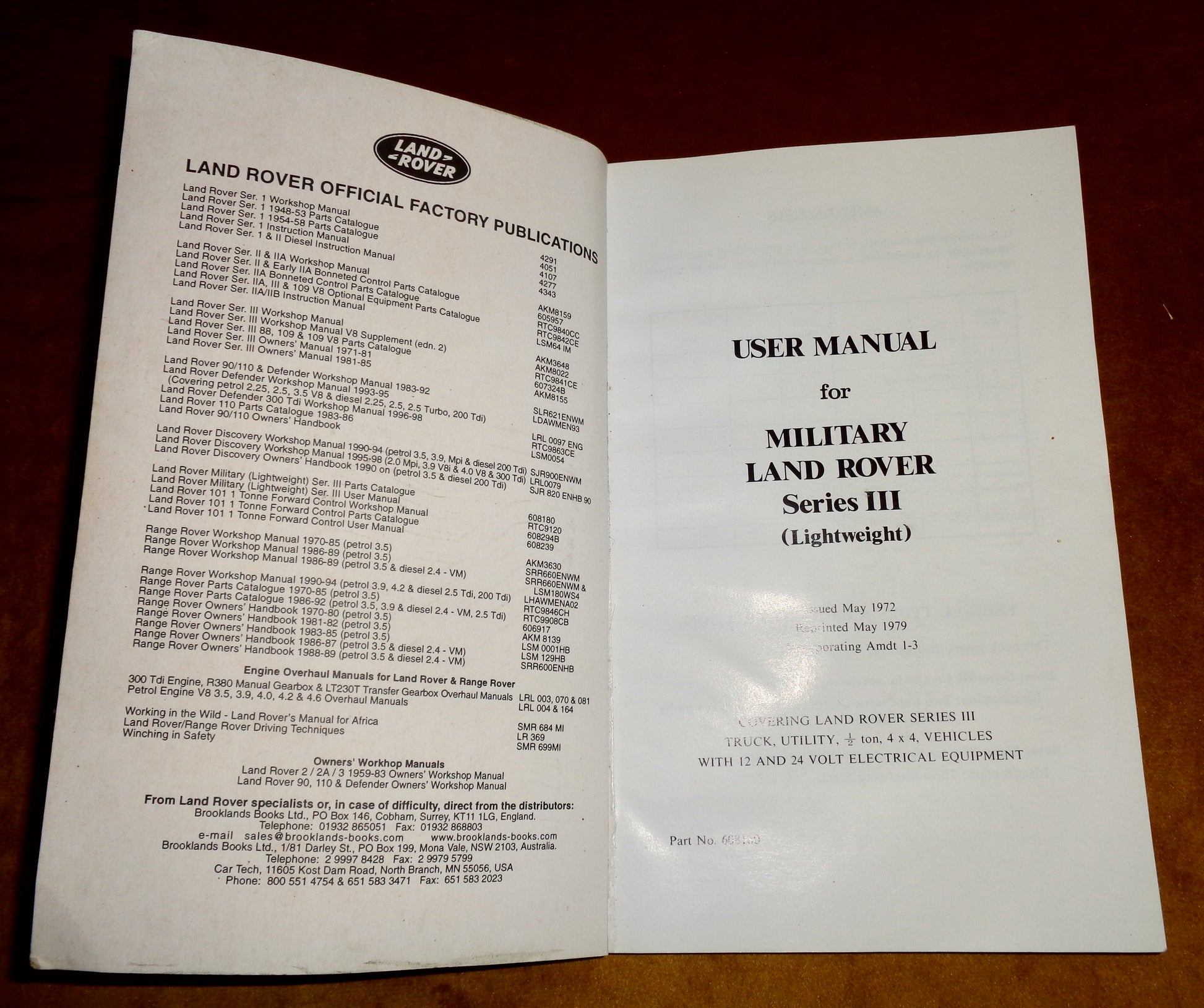 Military Lightweight Landrover Series III User Manual ISBN 1 85520 0155