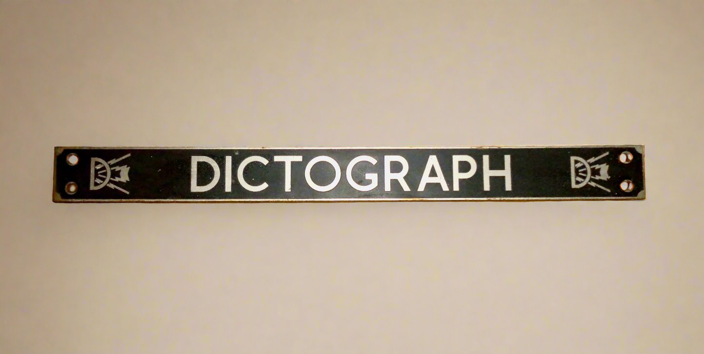 1950s Dictograph Radio Shop Interior Metal Advertising Sign